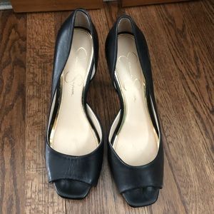 Jessica Simpson black peep toe heels